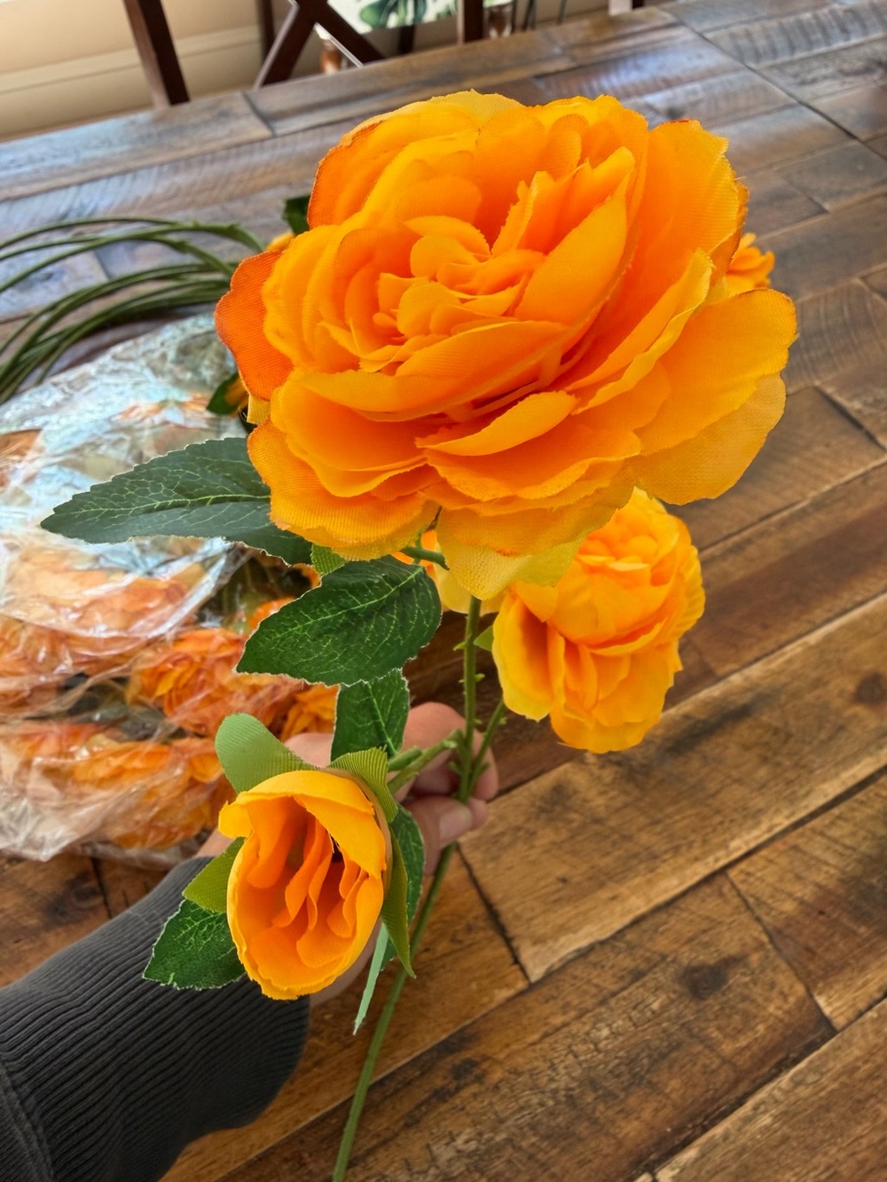 Bundle 24 Premium Artificial Orange cabbage garden Roses 24” Long stem Flowers